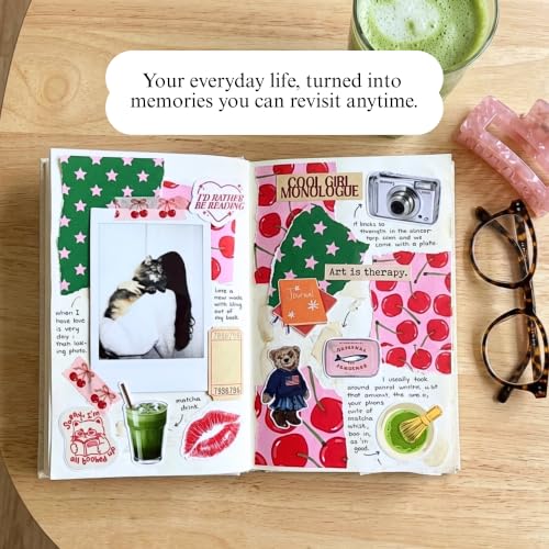 Image of Sunshine Club Aesthetic Junk Journaling & Scrapbook Kit | A5 Premium Notebook | 3 Playful Sticker Sheets | 25 Colourful Scrap Paper Sheets | 4 Note Cards | Perfect for Gifting (White)