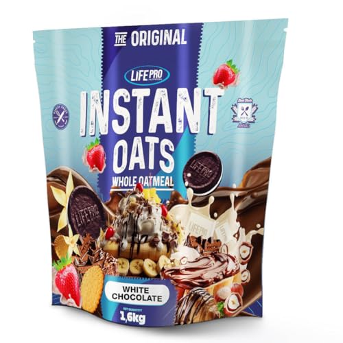 Life Pro Fit Food Instant Oats Premium 1.6kg | Carbohidratos de liberación lenta | Harina integral de avena (CHOCOLATE BLANCO)