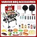 Kids Play Kitchen Toys, Kids BBQ Grill Playset with Smoke Sound Light, 2-Layer Barbecue Toy with Wheel, Outdoor Play Grill Toys for Toddlers 3-5, Play Food Toys Cooking Set, Birthday Gift for Boy Girl