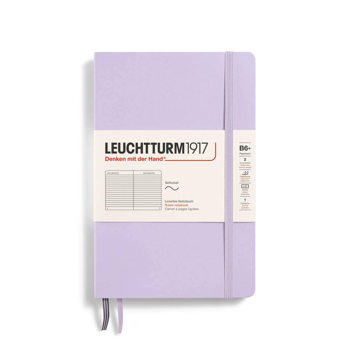 LEUCHTTURM1917 368157 Notebook Paperback (B6+), Softcover, 123 Numbered Pages, Lilac, Ruled โ image 1
