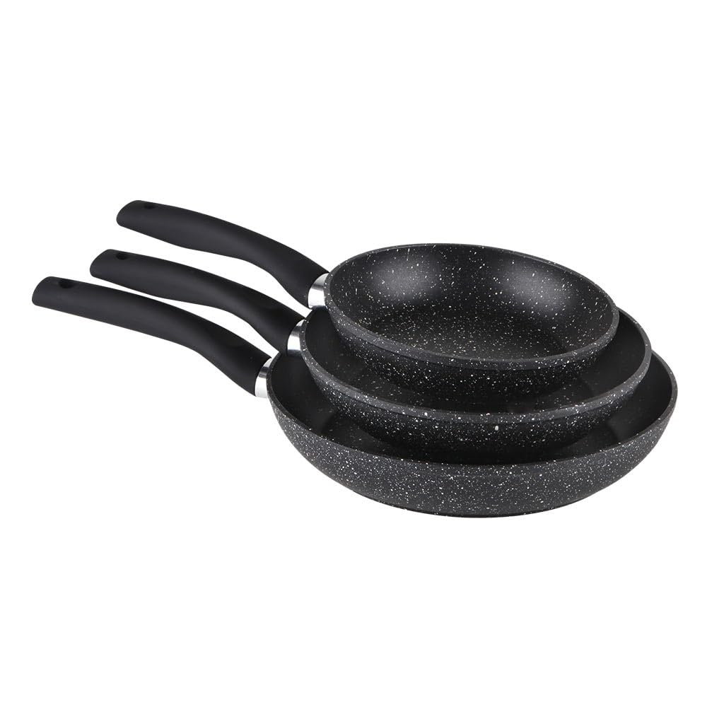 Orbegozo SFB 8300 Set de 3 Sartenes de Aluminio Forjado, Diámetro de 18, 22 y 26 cm, Superficie Antiadherente, Color Negro