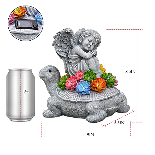Solar Garden Statues Turtle And Angel,Garden Sculptures & Statues,Outdoor Statues For Patio Yard Lawn Decorations, Housewarming For Women, Mom, Grandma #TOP4