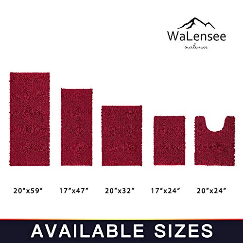 Walensee Bathroom Rug Non Slip Bath Mat (24X17 Inch Red) Water Absorbent Super Soft Shaggy Chenille Machine Washable Dry Extra Thick Perfect Absorbant Best Small Plush Carpet For Shower Floor #TOP6