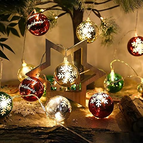 KZKR 20 LED Battery Powered Christmas Ball Decorations Christmas Tree Ball Decorations Christmas Wedding Party Tree Decorations Fairy Lights Hook Included Cover