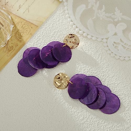 Shell Earrings for Women, Cluster of Round Shell Drop Dangle Earrings Summer Beach Jewelry4