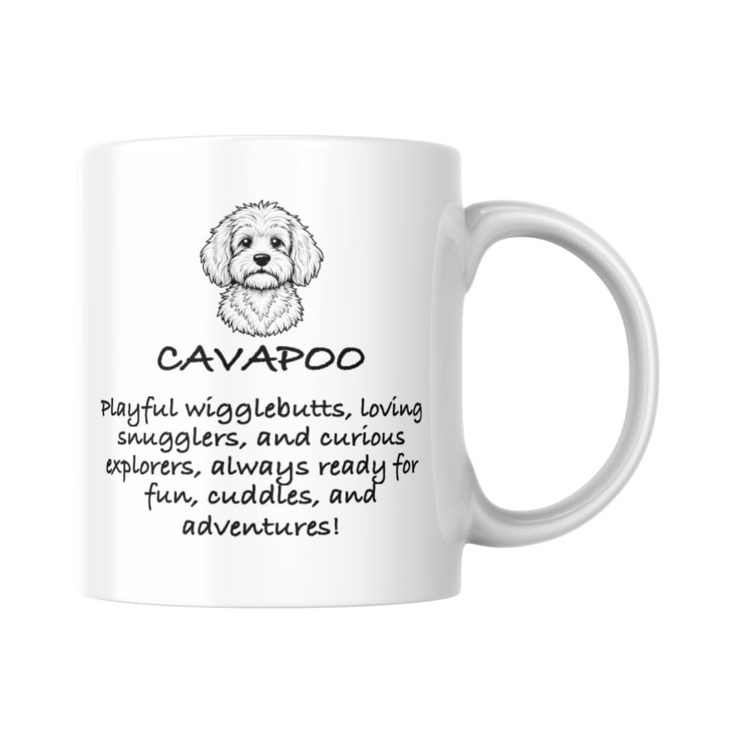 Dog Lovers Ceramic Mug - 11oz White Ceramic Coffee Cup | Cute Dog Mum/Dad Gift, Funny Pet Owner Mug | Dog-Themed Tea & Coffee Mug | Dishwasher & Microwave Safe (Cavapoo)