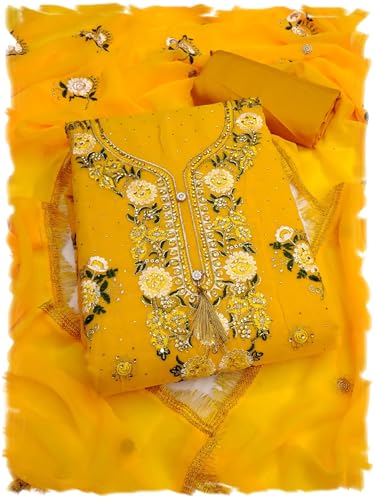 Image of Women's Georgette Embroidery Work Unstitched Dress Material