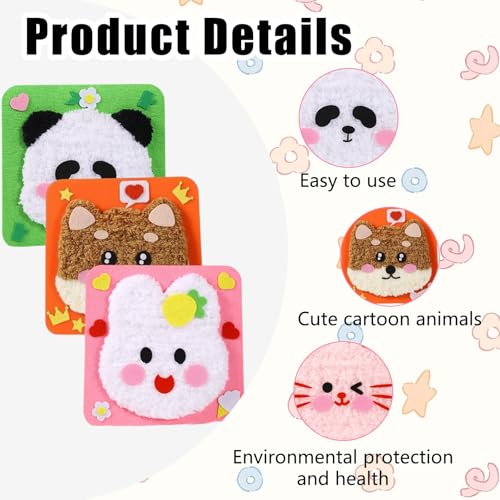 Image of 4Pcs Creative Sewing Kit for Kids, Hand Embroidery Kit for Beginners with Cute Animal Designs, Stitching Kit for Children, Fun DIY Craft Activity for Skill Development (Pink Pink)