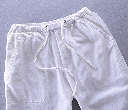 Men's Casual Pants Loose Linen Yoga Pants Straight Legs Elastic Waist Beach Pants with Pockets4