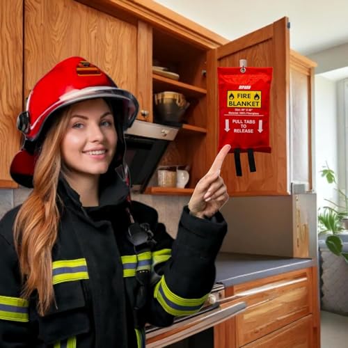 Image of Riparo Emergency Fire Blanket for Home and Kitchen - Fire Suppression Blankets for Home, Kitchen, BBQ, and Car 40 inch x 40 inch - Made from Flame Retardant Fiberglass ([8 Pack Fire Blanket])
