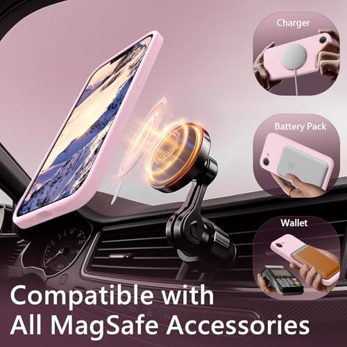 Image of FireNova Magnetic for iPhone 17e Case /iPhone 16e Case, Compatible with MagSafe, [Silicone Camera Protection] Microfiber Lining Phone Case, 6.1 inch, Chalk Pink