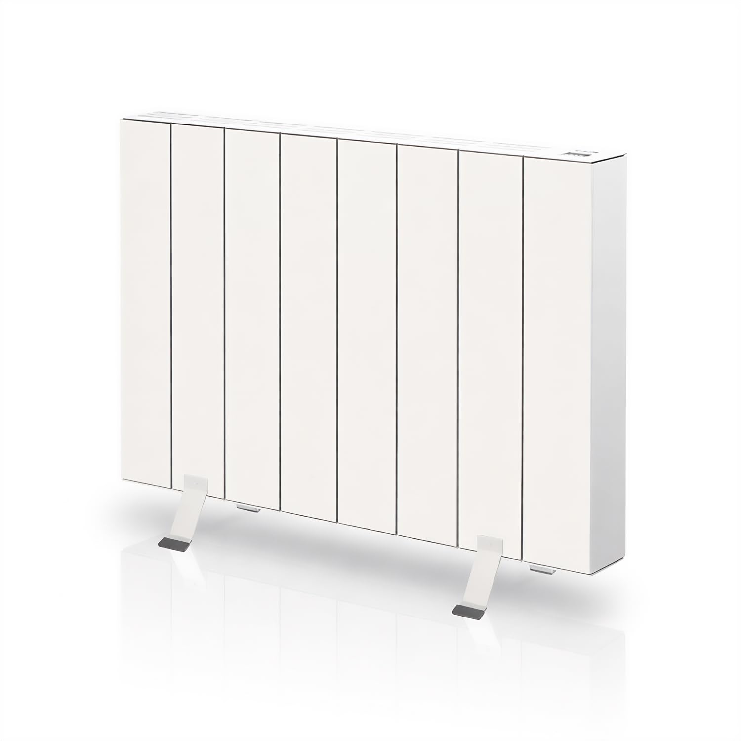 Radiador eléctrico seco ELIAN, tecnología Dry sin fluido, calor inmediato, aluminio, programación 24/7, detector ventanas abiertas, con patas y soportes de pared – 1500W, blanco
