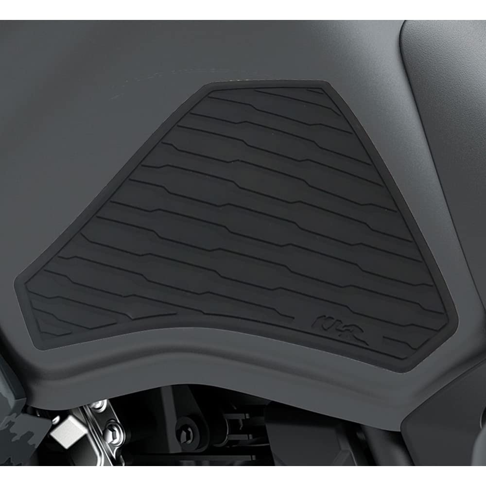 Motorcycle Fuel Tank Knee Grip Pads For Kawasaki KLR 650 (2021-2022) - Black Rubber, Self-Adhesive
