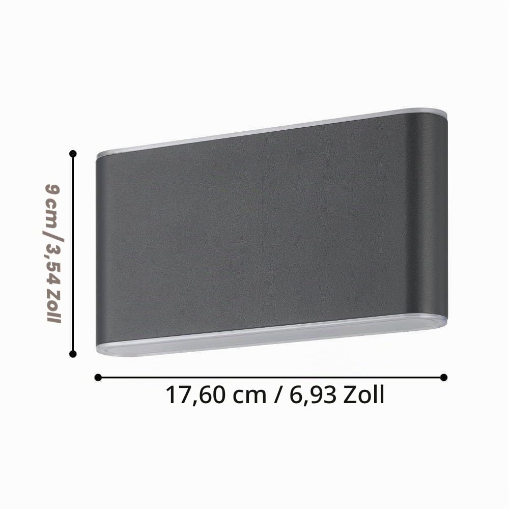 EGLO LED Außenleuchte Grutti, Wandleuchte außen mit Up und Down Beleuchtung | Wand Außenbeleuchtung aus Aluminium in Anthrazit, Außenlampe warmweiß-kaltweiß, IP65, 17,5 cm