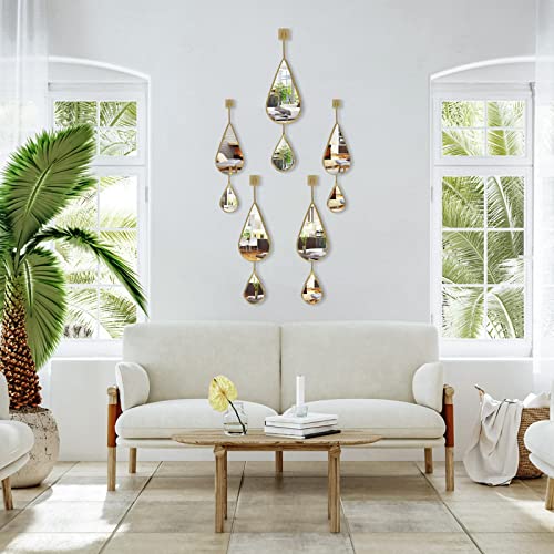 Baodanfu Wall Mirror Decorative Mirrors Mounted Decor Tear Drop Shape Gold For Bedroom Living Room Entryway Bathroom Vanity ,5-Pack #TOP6