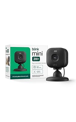 Blink Mini 2K+ (newest model) – Plug-in Home & Pet Security Camera with 2K video resolution, color night vision, enhanced audio, motion detection – 1 camera (White)