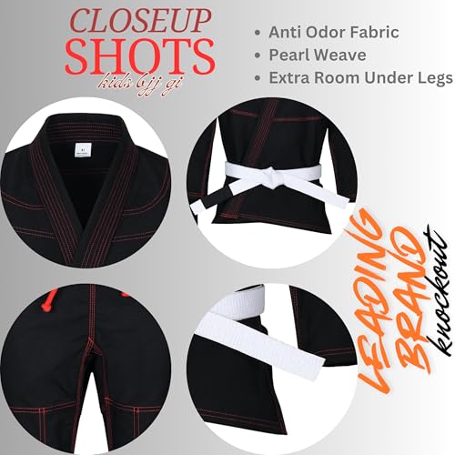 Knockout Fight Gear Jiu Jitsu Gi For Kids Bjj Gi Kimonos Lightweight Youth Bjj Gi With Preshrunk Fabric And Free Belt thumb #3