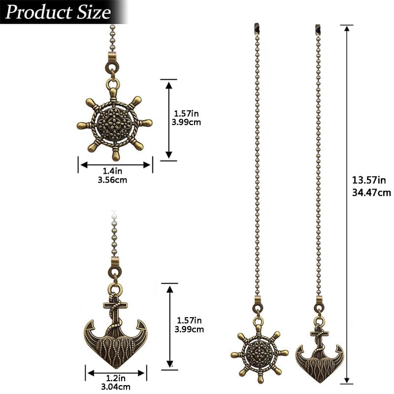 Image of 4pcs Anchor Ceiling Fan Pull Chain Extension for Ceiling Fans Lights, with Chain Connector (Bronze and Red Bronze)