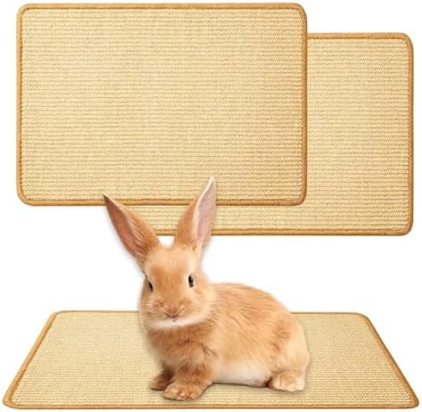 2 Pieces Scratching Mats for Rabbits, 33 x 23 cm Lightweight Breathable for Cages Self-adhesive Care for Cats Natural Sisal Scratching Mat for Guinea Pigs Cats Allows Biting to Sleep