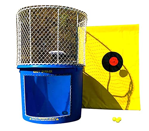 TENTANDTABLE Dunk Tank - Blue Portable Dunking Booth - Easy Dunker 2 with Window - Commercial Grade Water Game - Trailer-Mounted for Easy Transportation (Wingless Design)