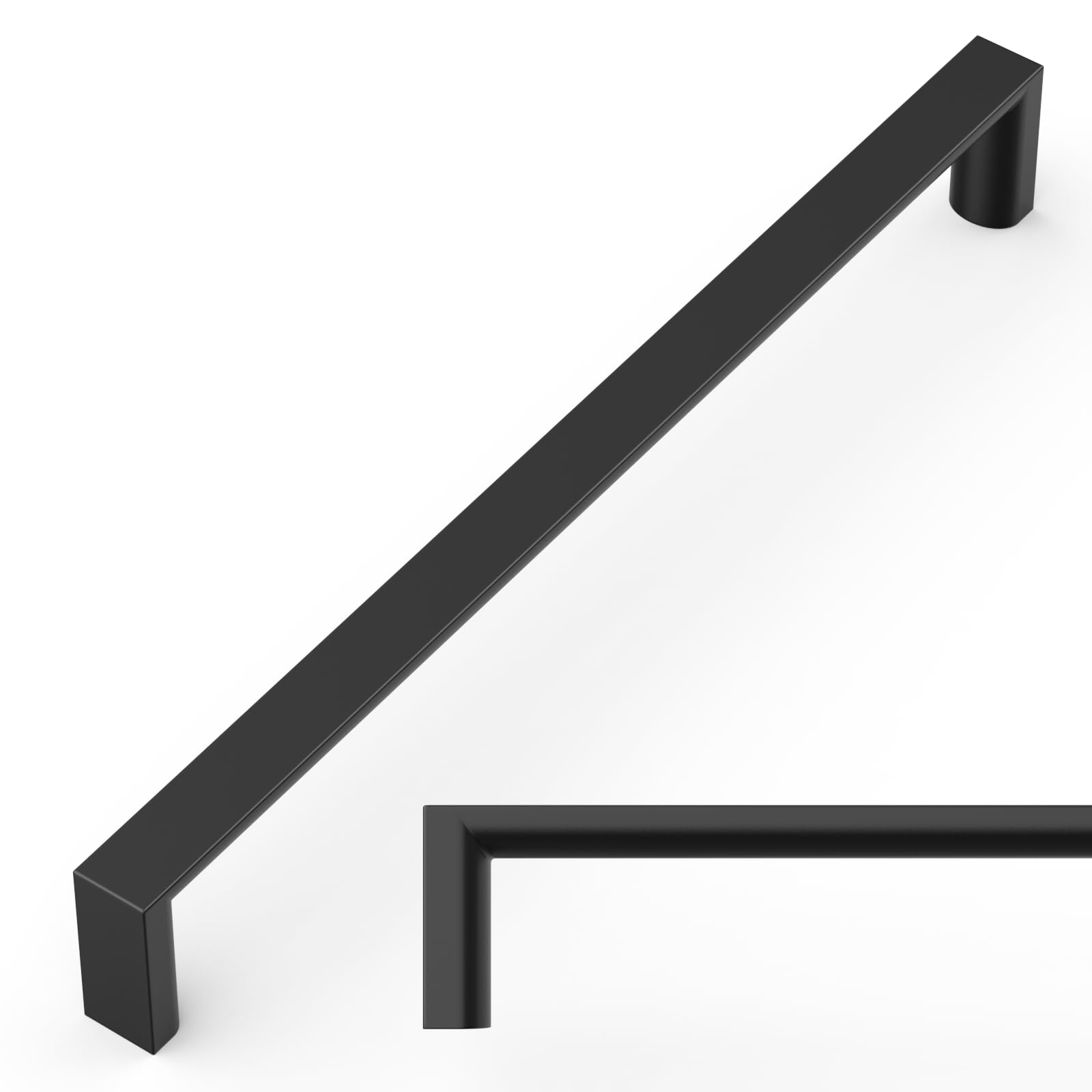 Amerdeco 10 Pack Matte Black Cabinet Pulls, 7.5 Inch(192mm) Hole Center Kitchen Cupboard Handles, Solid Zinc Alloy - Cabinet Hardware Drawer Pulls for Cupboard Wardrobe, AM042