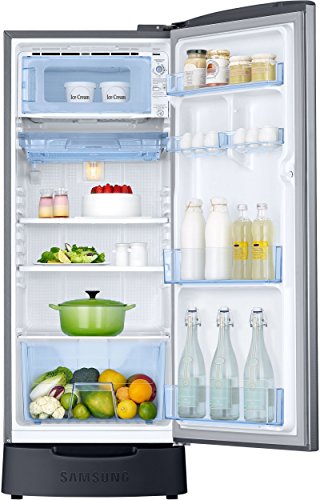 Image of Samsung 192 L 3 Star Direct Cool Single Door Refrigerator(RR20N182ZS8 /HL, RR20N282ZS8 /NL, Elegant Inox, Base Stand with Drawer, Inverter Compressor)