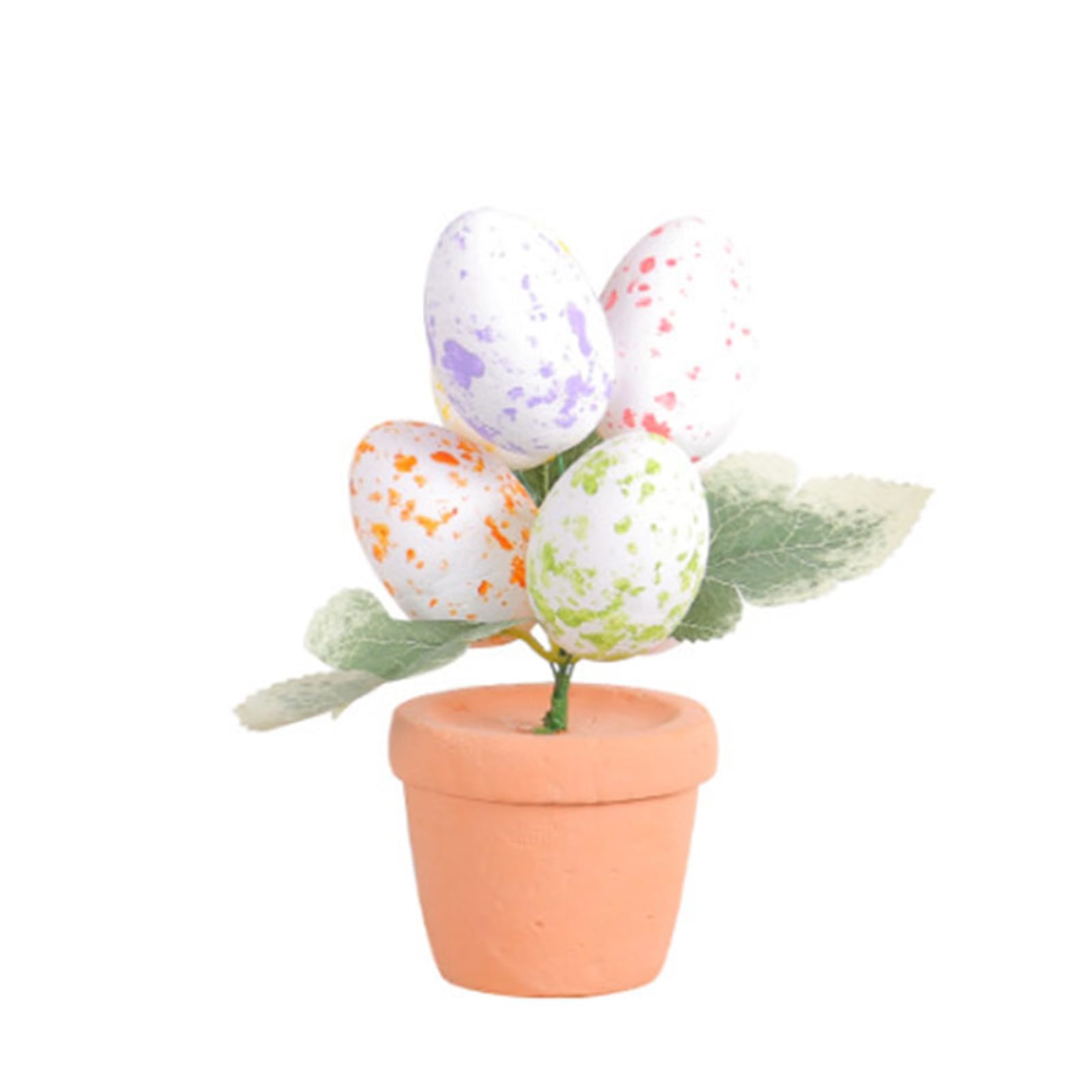 Elnwnnkc Eggs Potted Plant Easter Eggs Bonsai Artificial Potted Plant for Festive Decoration Colorful Foam Ornaments Decorations