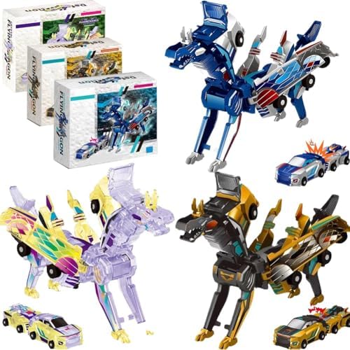 Collision Transforming Dinosaur Car Toy, 2 in 1 Magnetic Transforming Cars & Robot Toy with Collision Transformation, Magnetic Cars Transform into Dinosaurs Gift as for Birthday, Christmas(3 Pcs-1)