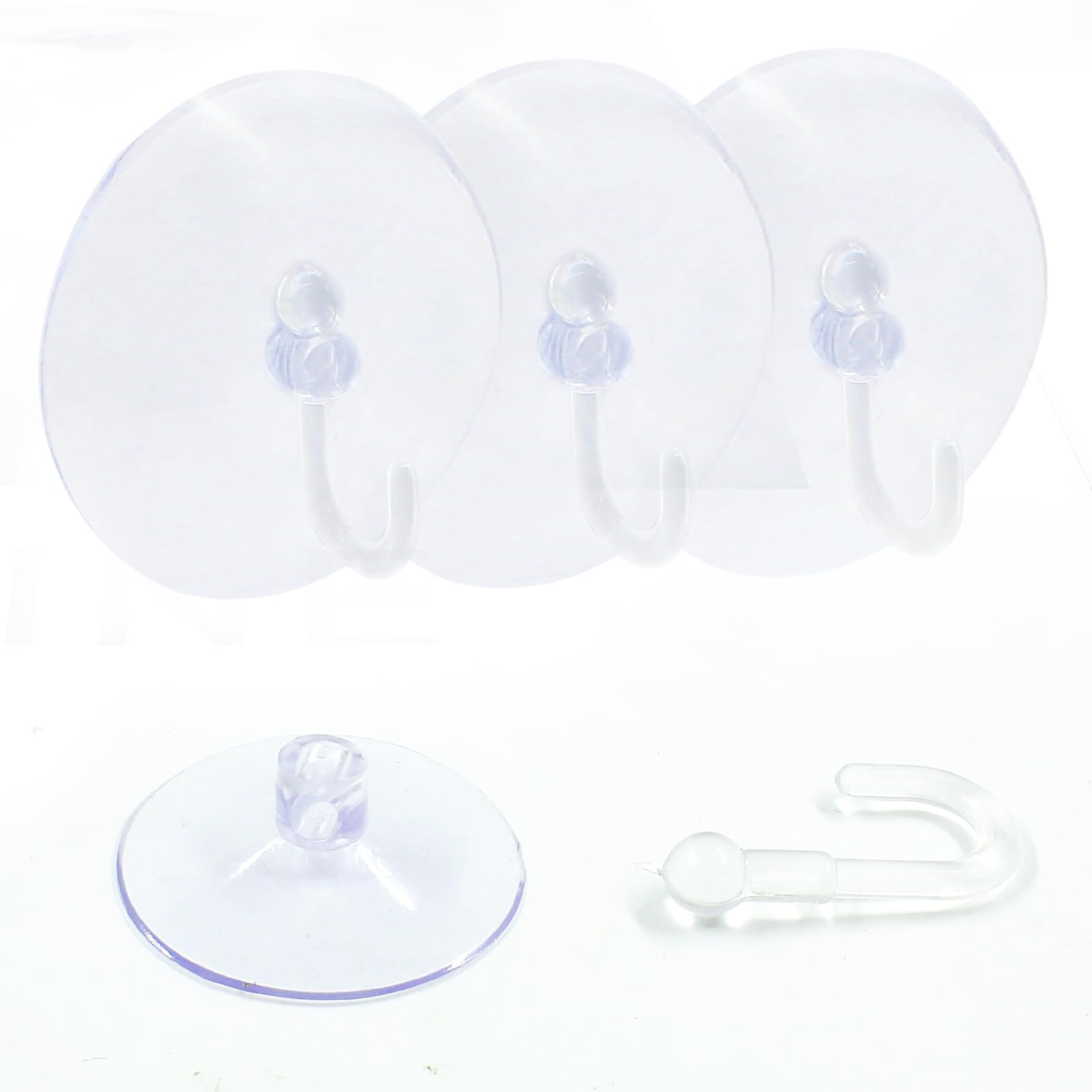 Kyuionty30 Pack Suction Cup Hooks, Clear Plastic Suction Cups Wall Hooks Transparent Reusable Suction Cups Sucker Pads Hooks for Glass Window Wall Bathroom Shower Kitchen (50mm)