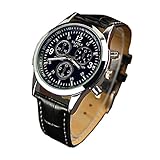 Fall-Größe: 3.4cm x 3.4cm Genossen Luxus-Mode Kunstleder Herren Blue Ray Glas Quartz Analog Uhren Schwarz