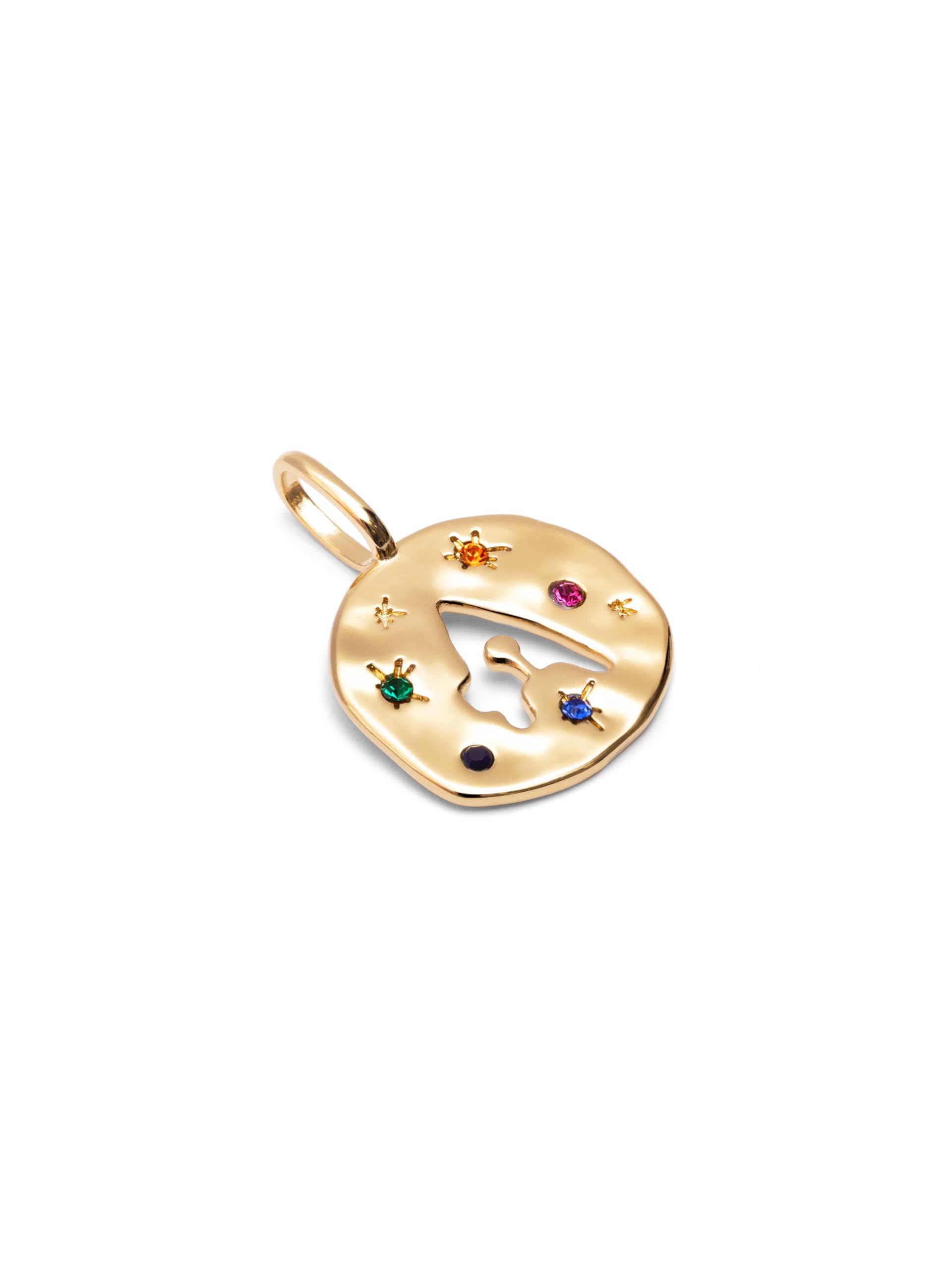 SINGULARU - Charm Personnalisé Organic Colors Letter. Laiton avec Plaqué Or 18 Kt et Zircones. Bijoux pour Femme. Lettre A-Z.