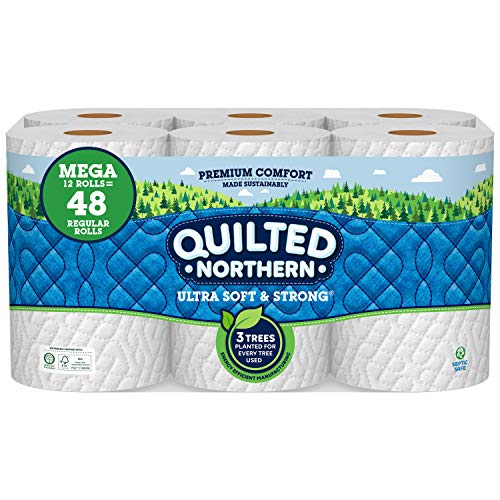 Quilted Northern Ultra Soft and Strong Earth-Friendly Toilet Paper, 12 Mega Rolls = 48 Regular Rolls, 328 2-Ply Sheets Per Roll Packaging May Vary