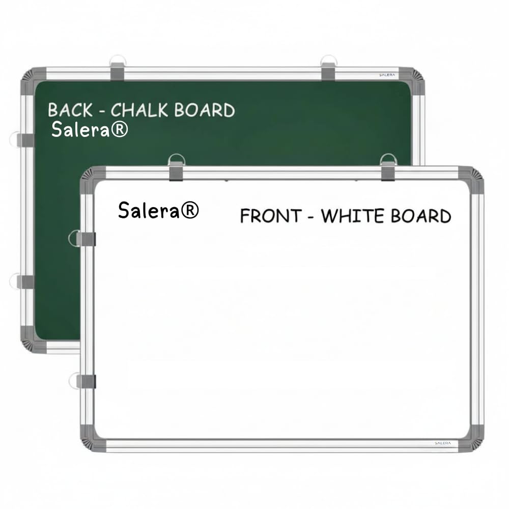 Double Sided Whiteboard & Chalkboard | Non-Magnetic Writing Board | Dry Erase & Chalk Board for Home, Office, School, Kids Study Room (S1-White Board, 1.5 X 2 FEET)-image-35