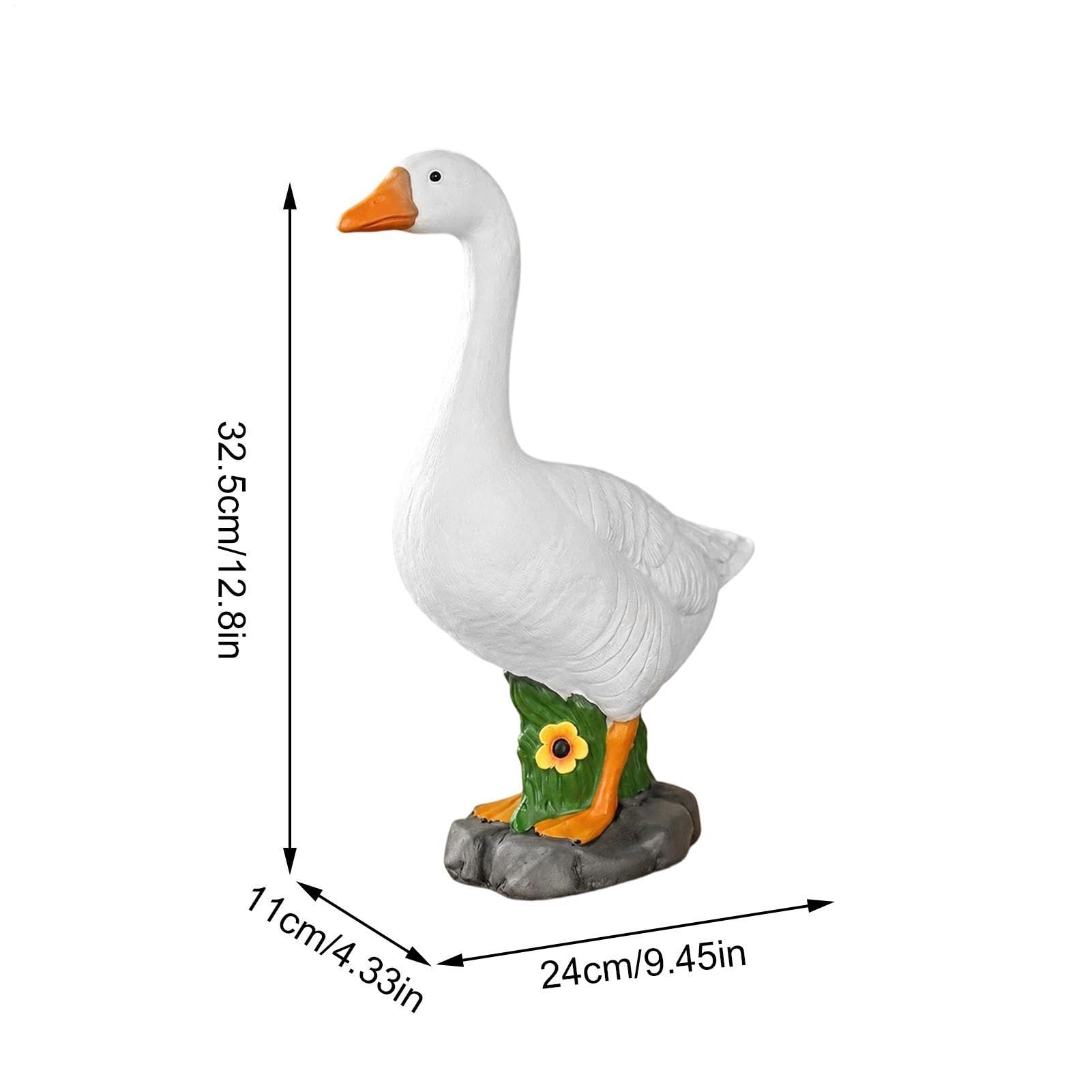 Gęś Podwórkowa Duża Figurka Zwierzęca Z Żywicy Odpornej Na Warunki | Rzeźba Gęsi Ogrodowej Na Trawnik Do Ogrodu Podwórza Ścieżki Podjazdu Patio