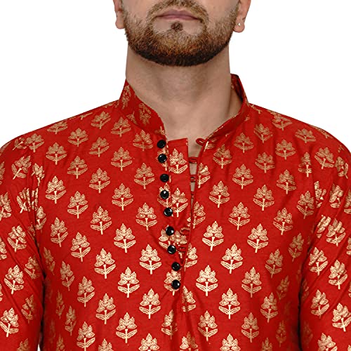 Image of Veera Paridhaan Men's Banarasi Full Sleeve Printed Long Straight Kurta