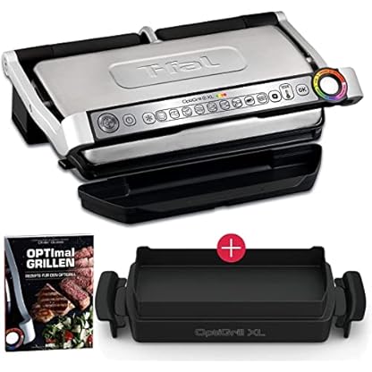 Tefal OptiGrill+ Plus XL-Grillfläche intelligenter Kontaktgrill + Tefal Rezeptbuch, 9 Grillprogramme, Ideale…