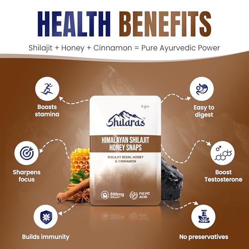 Image of Himalayan Shilajit Honey Snaps | Shilajeet Resin with Honey and Cinnamon Flavour | 600mg Pure Himalayan Shilajit | Improve Energy Strength and Immunity Booster for Men and Women (Pack of 10)