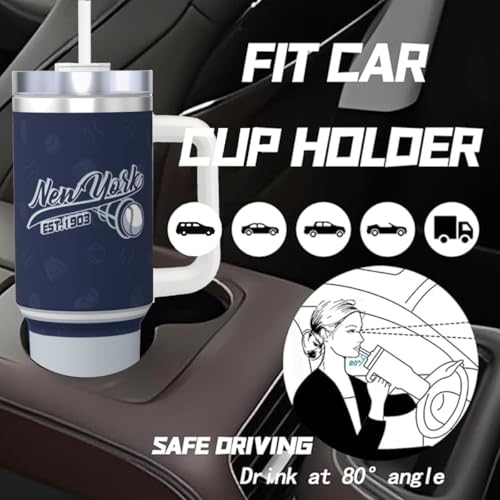 Image of New-York 30 oz Tumbler with Handle and Straw,Car cup,Coffee Mug,100% Leakproof Insulated Tumbler with Lid and Straw,Made of Stainless Steel,Cup Holder Friendly Base,Classic Collection Gifts for Fans