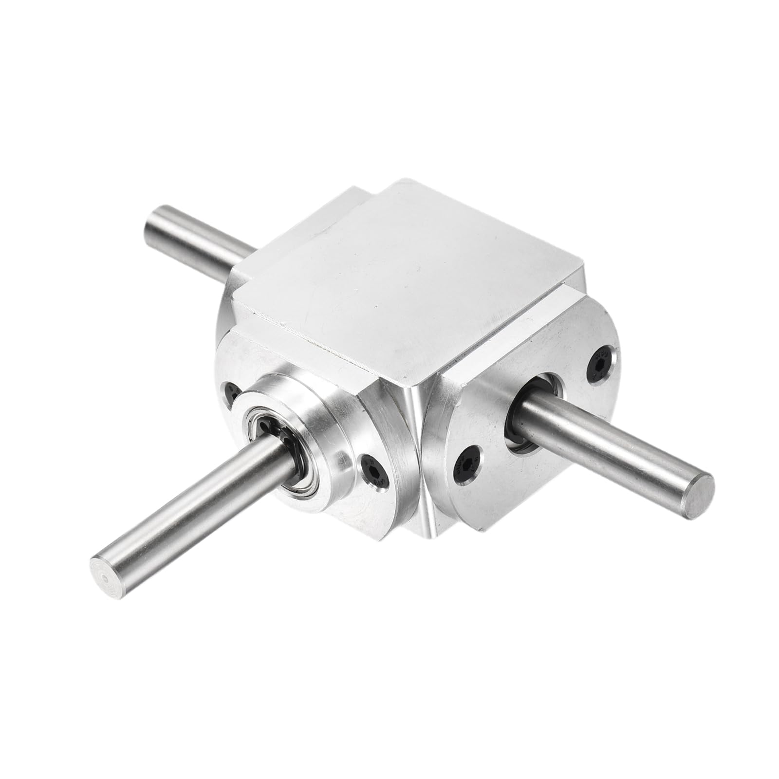QUARKZMAN Getriebe 90 Grad Rechtwinkel Kegelgetriebe 1:1 Vorwärts Doppelausgangswelle 1 Modul 20 Zähne Kegelrad Aluminiumrahmen Einfaches Mechanisches DIY Modul 8mm Welle 118x87x30mm(LxBxH)