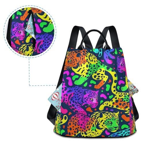 KLL Neon Colored Cheetahs Fashion backpacks for girls casual college backpack for women for Daily College Shopping with Pom-pom keychain4
