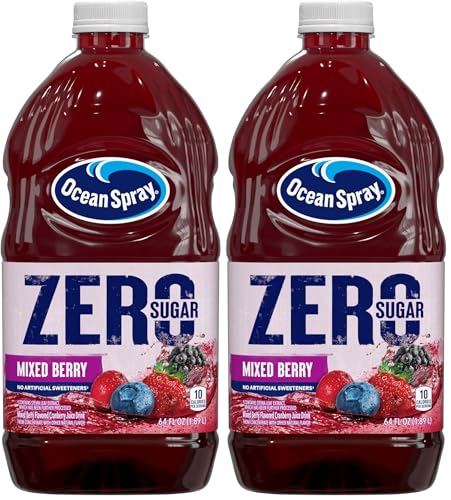 Image of Ocean Spray Mixed Berry Cranberry Juice Drink, 64 Fl Oz | Zero Sugar | Sweetened with Stevia | Pack of 2