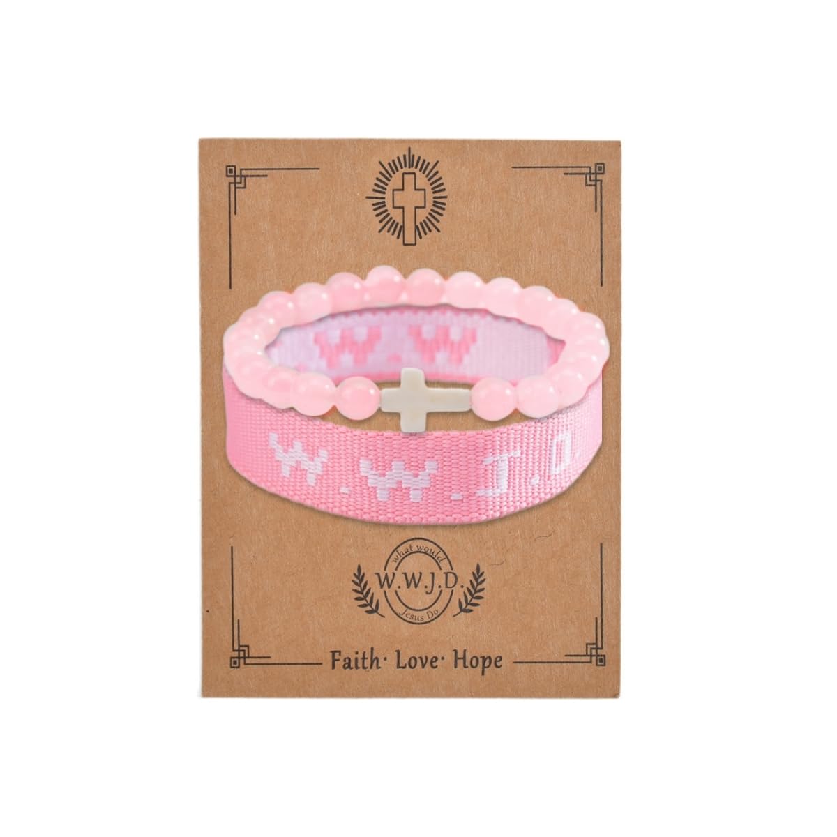 Christian Cross WWJD Bracelet WWJD Braided Rope Bracelet Cross Crystal Beads Stretch Bracelets Religious Christian What Would Jesus Do Handmade Woven Wristbands Bracelet