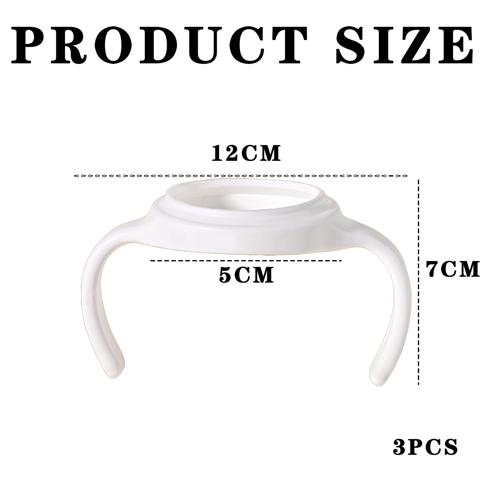 3 Pack Baby Bottle Handles for Newborn Infants, BPA-Free Non-Slip Ergonomic Grip Easy to Install Replacement Handle for Baby Bottles, White (Set of 3) — view 2