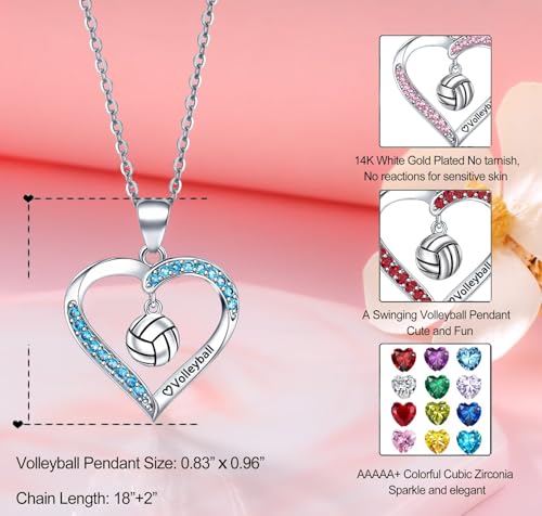 Softball/Volleyball Birthstone Necklace Gifts for Girls Women - Sport Accessories Gifts Jewelry Birthday Gifts for Lovers Team Coach Player Things Items4