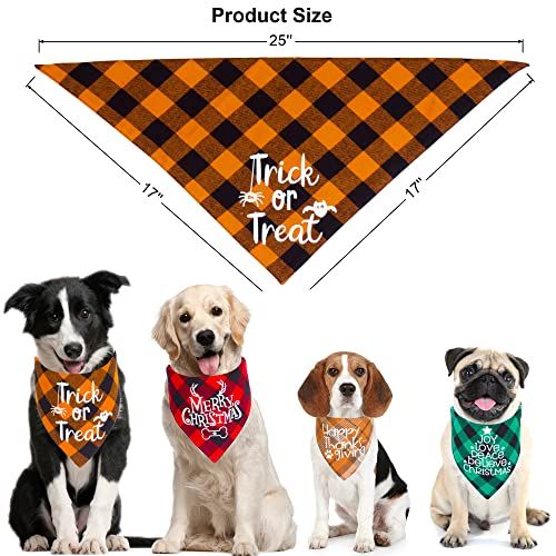 Adoggygo 4 pack plaid holiday dog bandana, halloween thanksgivng christmas dog bandana scarf kerchief christmas thanksgivng halloween bandana for small medium large dogs (large, holiday-2) 4 Adoggygo 4 pack plaid holiday dog bandana, halloween thanksgivng christmas dog bandana scarf kerchief christmas thanksgivng halloween bandana for small medium large dogs (large, holiday-2) - image 5