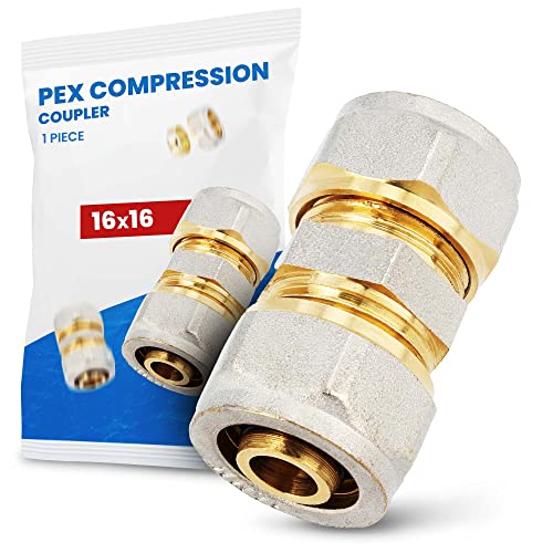 Suelo Calefacción Conector Recto 16x16 mm PEX-AL-PEX | Compresión Múltiples Capas de Tubería Tornillo