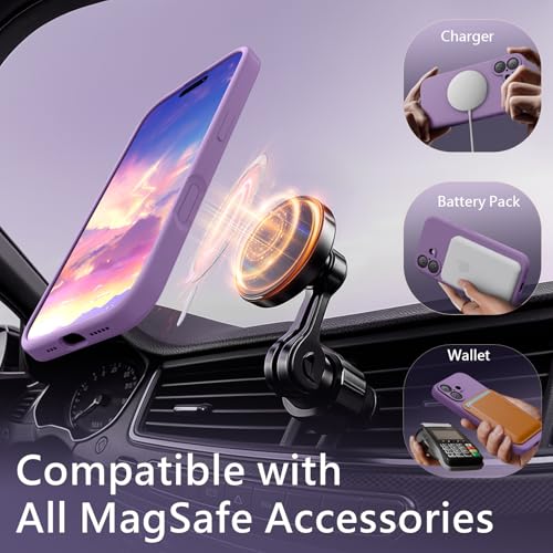 Image of FireNova Magnetic for iPhone 17 Case, Compatible with MagSafe, [Integrated Silicone Camera Control Button] [Camera Protection] Anti-Scratch Microfiber Lining Phone Case, 6.3 inch, Light Purple