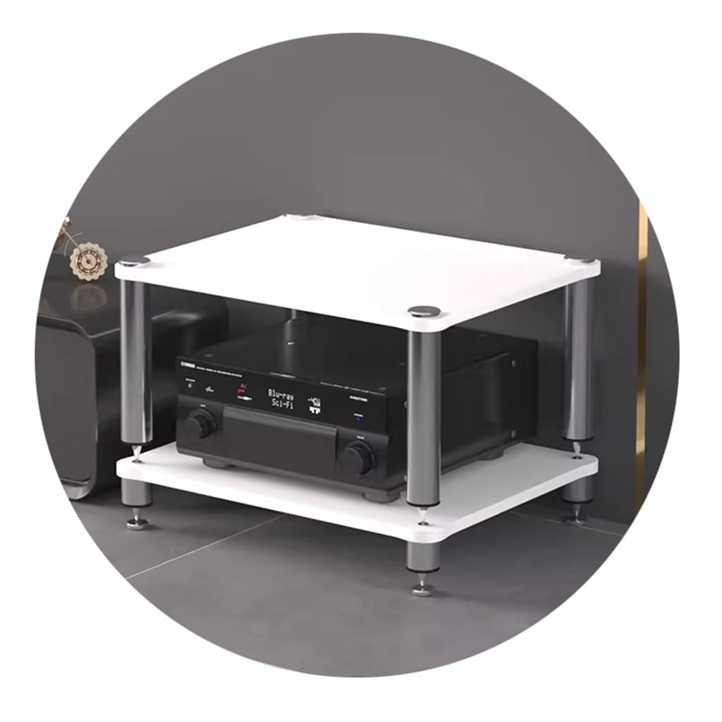 Easnuroz 2/3/4-Tiers HiFi Rack AV Shelf Media Storage Shelf With Adjustable Shelves HIFI Stand Record Player Stand Media Storage Shelves Audio Video Components(White,60 * 48 * 40cm(2Tier))