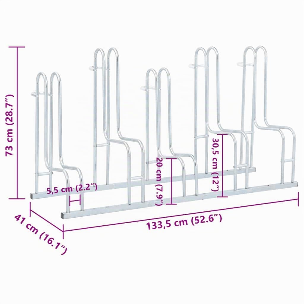 vidaXL Fahrradständer für 5 Fahrräder Freistehend Verzinkter Stahl
