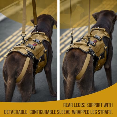 Image of OneTigris Dog Lift Harness for Large Dogs, Dog Hip Support Brace, Full Body Lifter with Handles Invictus Multifunctional Mobility Assistance Vest for Back Legs (Brown, M)